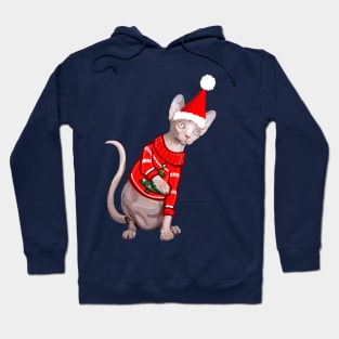 Cozy Christmas Sphynx Cat Hoodie